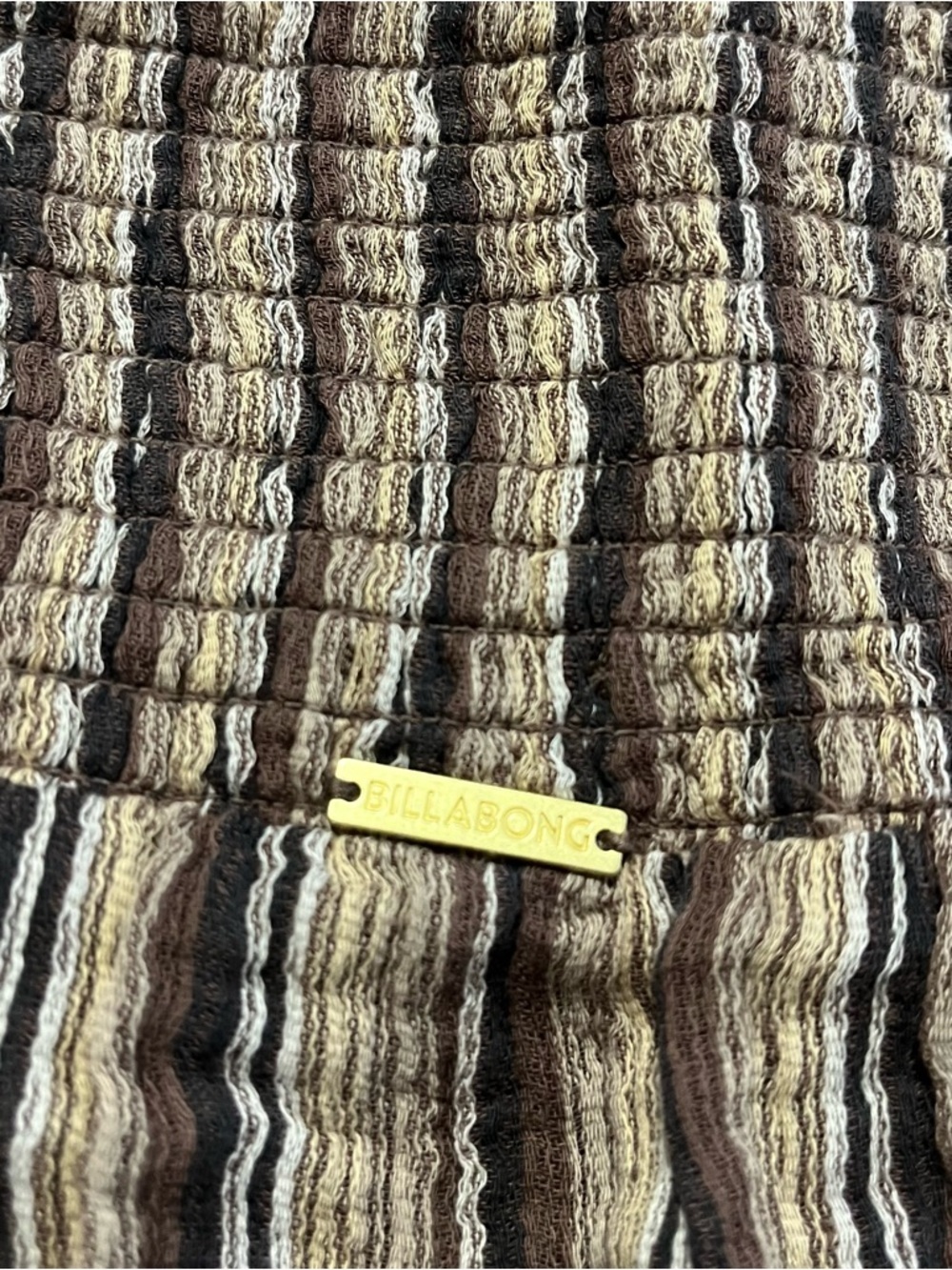 Billabong Brown Striped Textured Flare Pants Size Small Beach Hippie Boho Wide - Picture 9 of 10